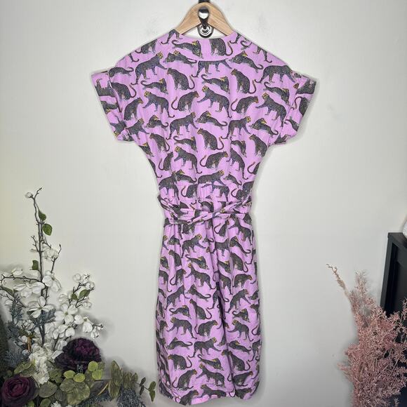 J. CREW Ratti Leopard Animal Print Wrap Dress Lavender Pink Sz 2 {3E11} - Picture 5 of 8